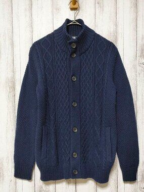 Cateqlo Low Gauge Button Snap Cardigan Navy
